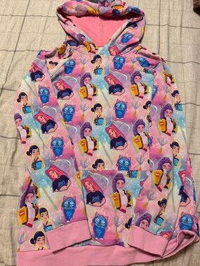 Girls' Pink K-pop demon hunters Huntrix Derpy Print Pullover Hoodie 12 14